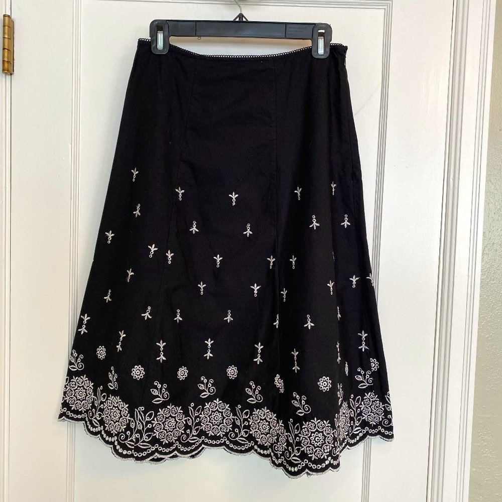 Black skirt with white embroidery